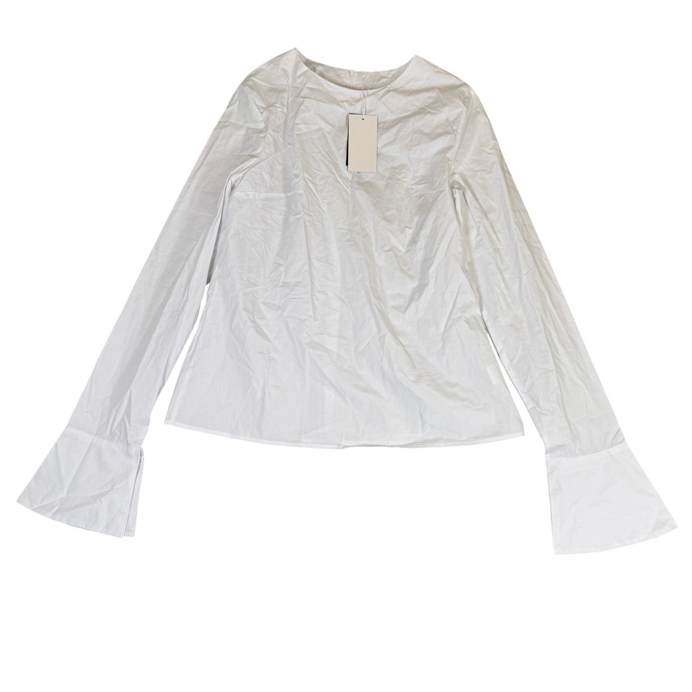 UOOZEE White Long Sleeve Flared Bell Cuff Blouse Top NWT